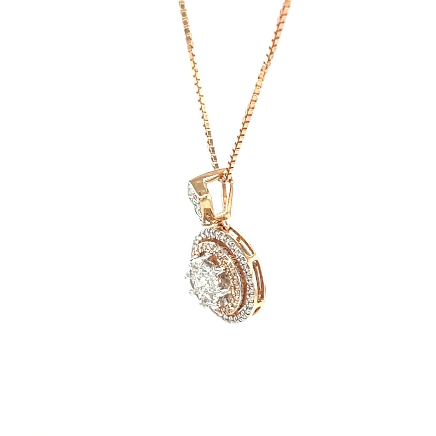 Elegant Rose Gold Diamond Halo Pendant